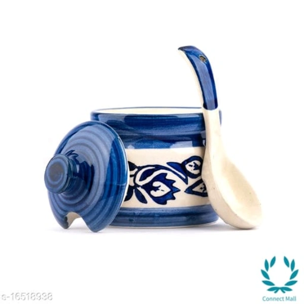 Achar Pickle Jar/Barni with Lid and Spoon  - Blue